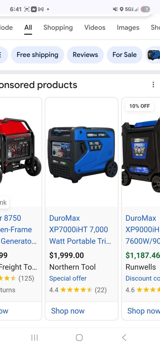 Duromax Xp7000Ih 7,000-Watt 320Cc Dual Fuel Digital Inverter Hybrid Portable Generator