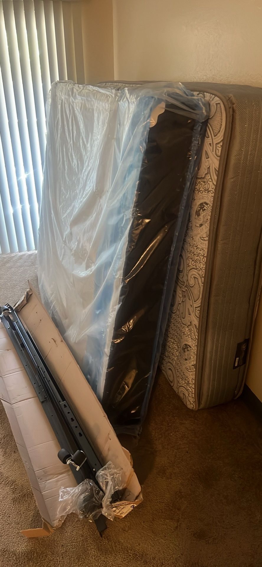 Queen Size Mattress, Box And Frame