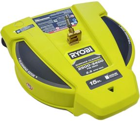 RYOBI 15 in. 3400 PSI Gas Pressure Washer Surface Cleaner with Caster Wheels, Yellow, RY31SC15