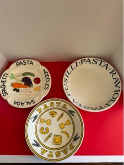 Vintage Ceramic Italian Typography Pasta Bowls 3pc Set