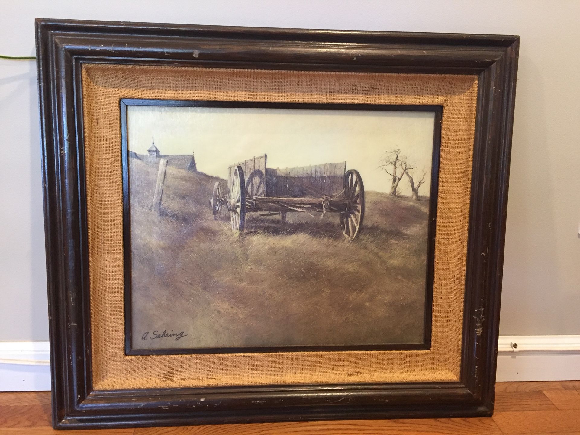 ADOLF SEHRING - Fine Art - Wagon in a field painting
