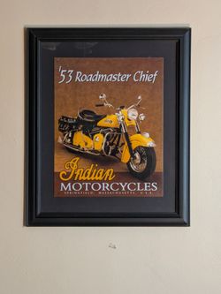 Indian Motorcycle framed tin