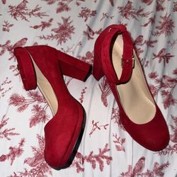 Red Suede High Heels