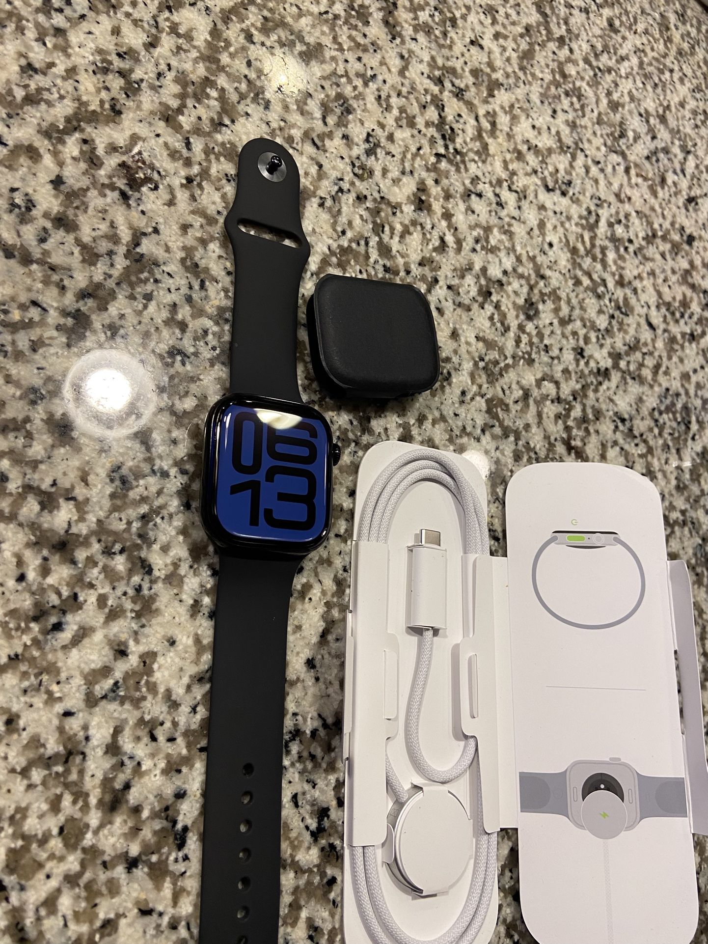 Brand New Apple Watch Series 10 GPS 46mm Jet Black Aluminum With Black Sport Band M/L - Apple Warranty