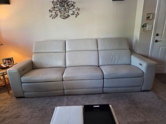 Ashley Italian Leather Taupe/Grey Sofa