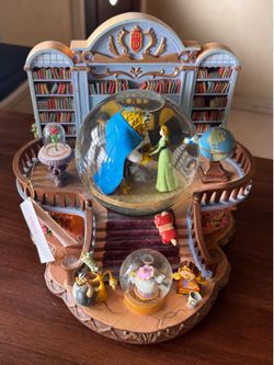 Disney beauty and the beast library vintage snow globe