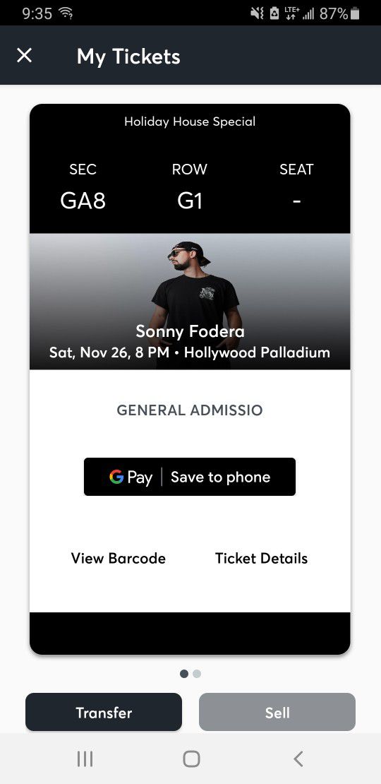 Sonny Fodera Ticket TONIGHT 