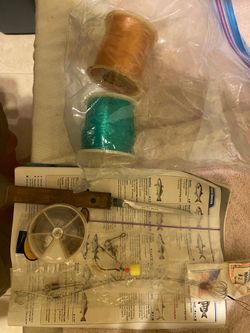 Fishing mono line, leaders, hooks.