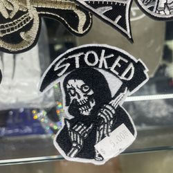 Stoked Grim Reaper Skeleton Iron On Patch