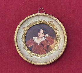 Vintage Florentine mini art The Red Boy Master Lambton gold gilt frame Italy