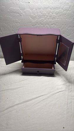 Purple Wooden Jewelry Armoire Box