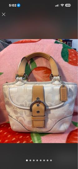 Coach Signature Handbag Cream and Tan