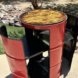 Barrel table and chair set 