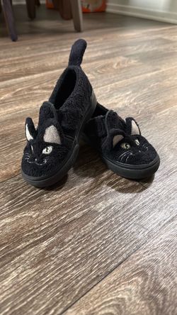 Kids Black Cat Slip-On Vans Sneakers