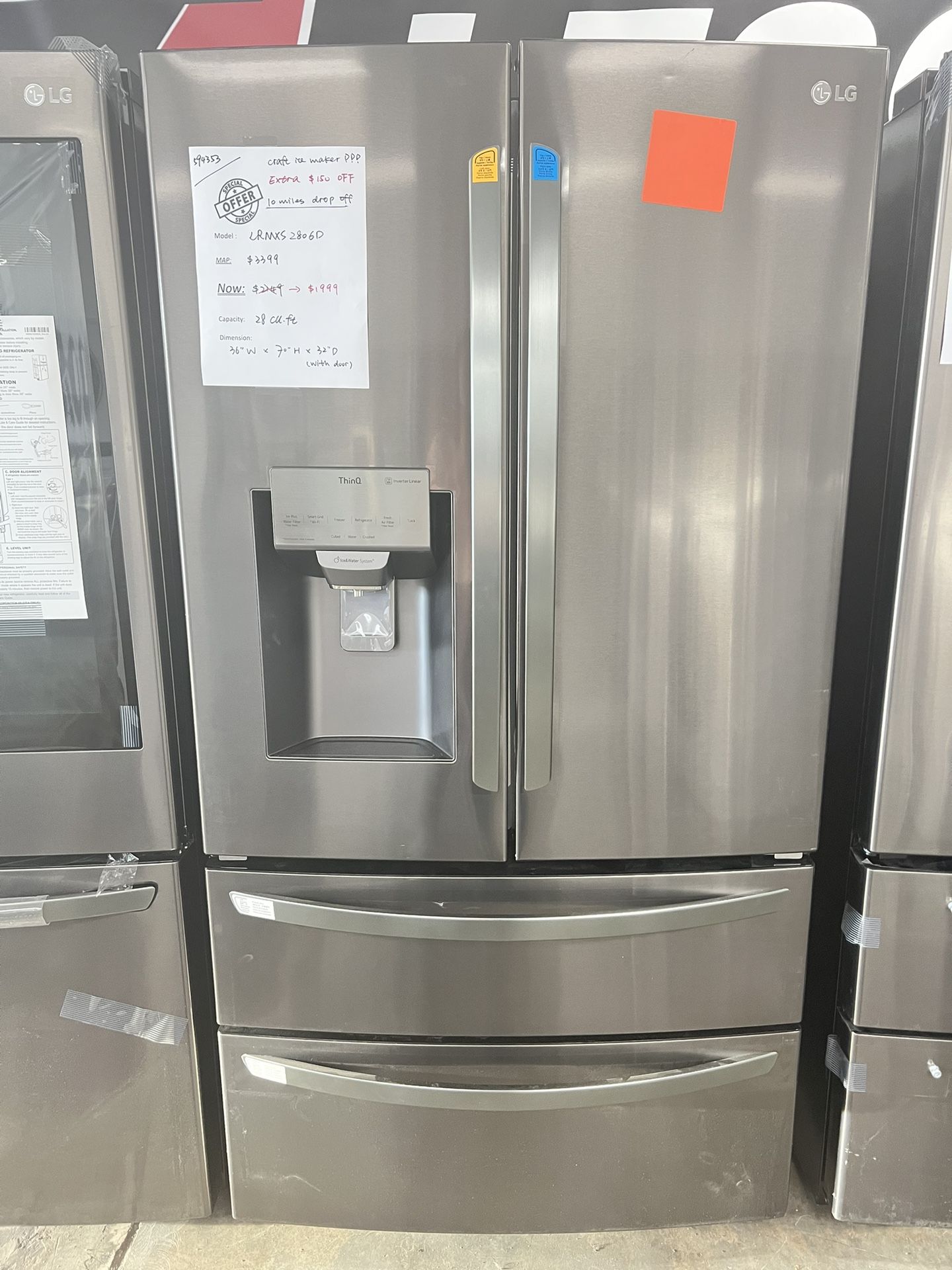 LG Black stainless Steel Refirge With Double Freezer