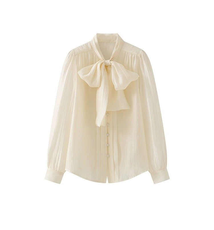 French Style High Quality Ribbon Shirt