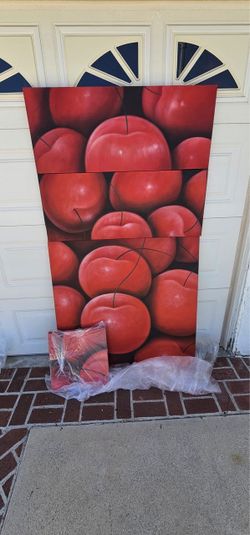 Hand-Painted Cherry Canvas Set