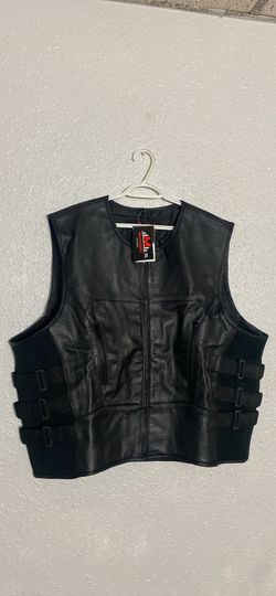 please available Brand new leather motorcycle club biker premium vest last piece available size 5xl.