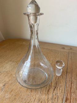 Vintage Crystal etched wine decanter