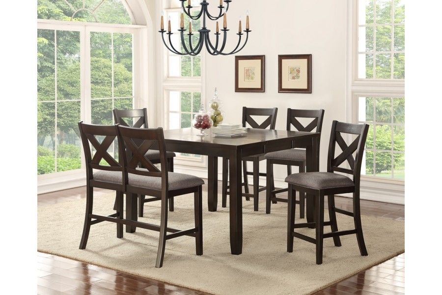 6 Piece Counter Height Set in Cappuccino Brown Finish