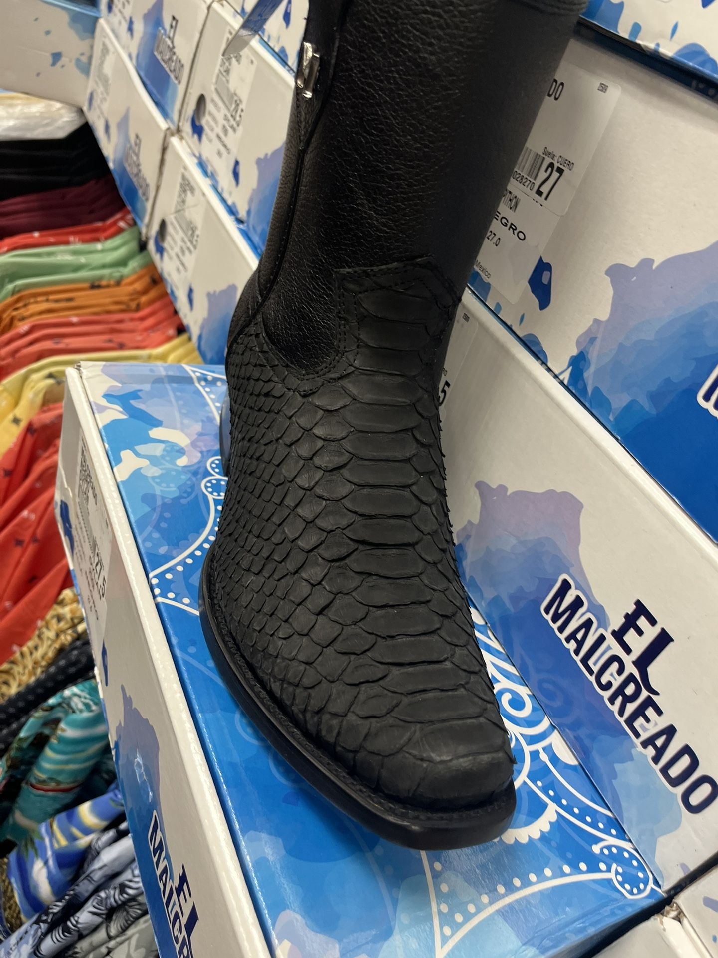 Size 8.5 Python half boot with zipper on the side