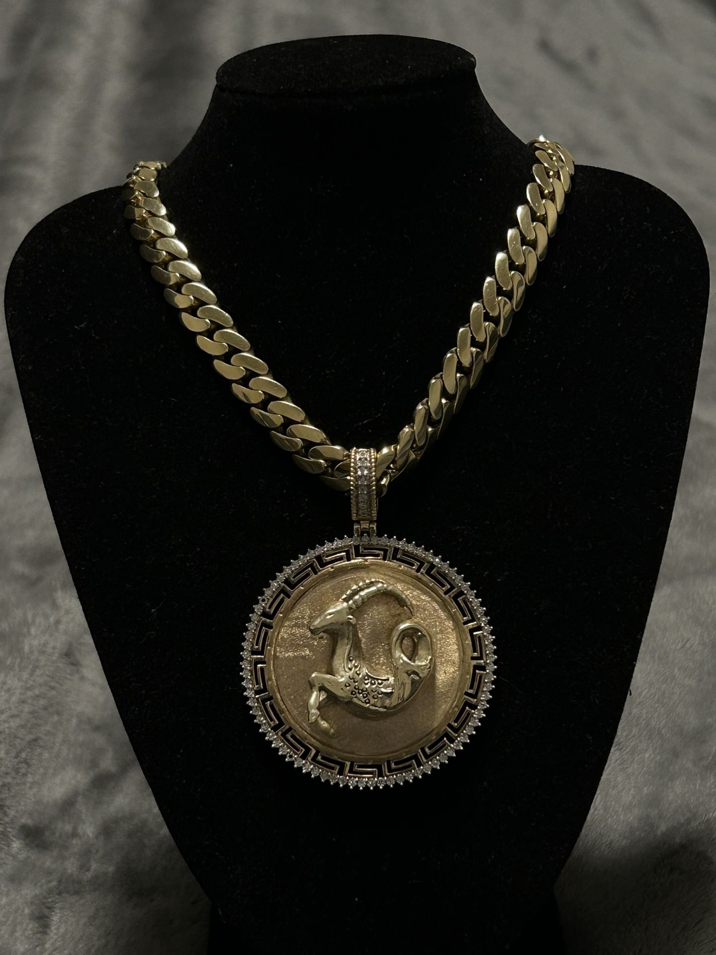 Brand new 10k gold .75ct diamond custom Goat pendant 2.70inch 22.6g all real no trades ….