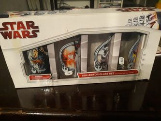VTG New Star Wars 4 Drinking Glasses Set Multicolor Collector Vandor 99079 10 oz