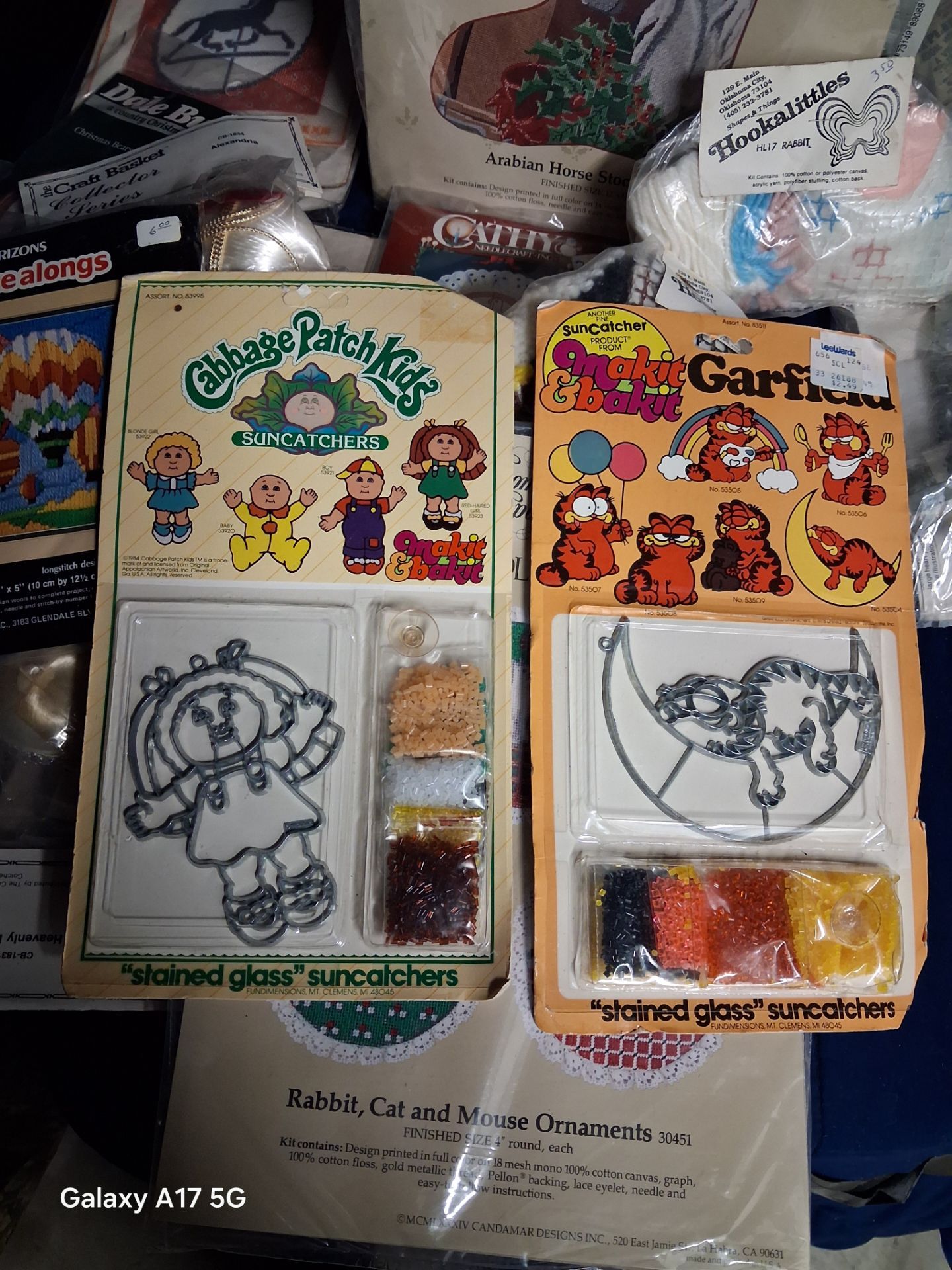 Vintage Craft Kits & Needlepoint Lot - Cabbage Patch Kids, Garfield, Needlepoint, Cross Stitch & More