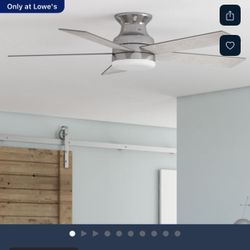 Harbor Breeze Crestwell 52-in Color-Changing Integrated LED Flush Mount Brushed Nickel with Driftwood/Sienna Blades Ceiling Fan With Light