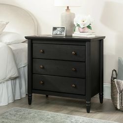 Dark brown 3-drawer nightstand with gold handles