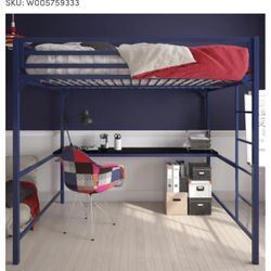 Full sized bunk bed FRAME with desk underneath. 