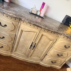 Solid wood dresser Marble Top with mirror