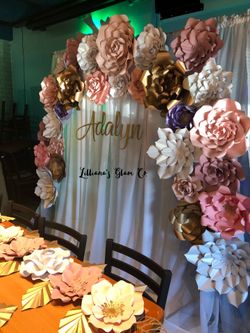 Paper flower backdrops and party decorations