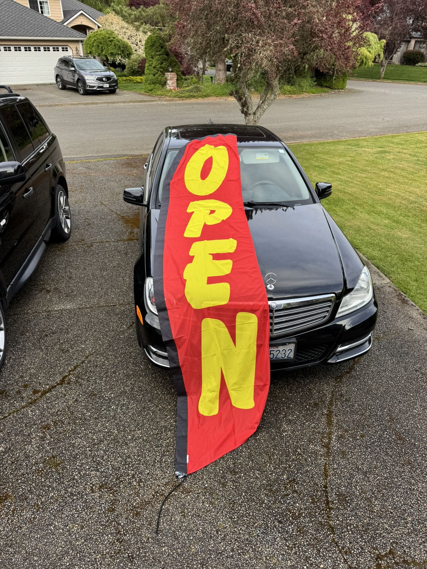 Outdoor Open Banner With Poles For Business Advertisement