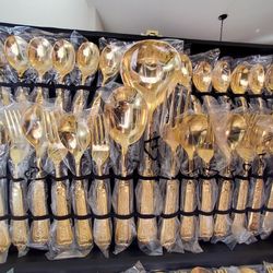 Gold  Plated Silverware Set 51 Pieces Vintage Antique Looking 