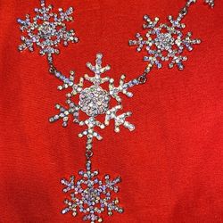Snowflake Necklace Earrings Set Austrian Crystal Winter Jewelry