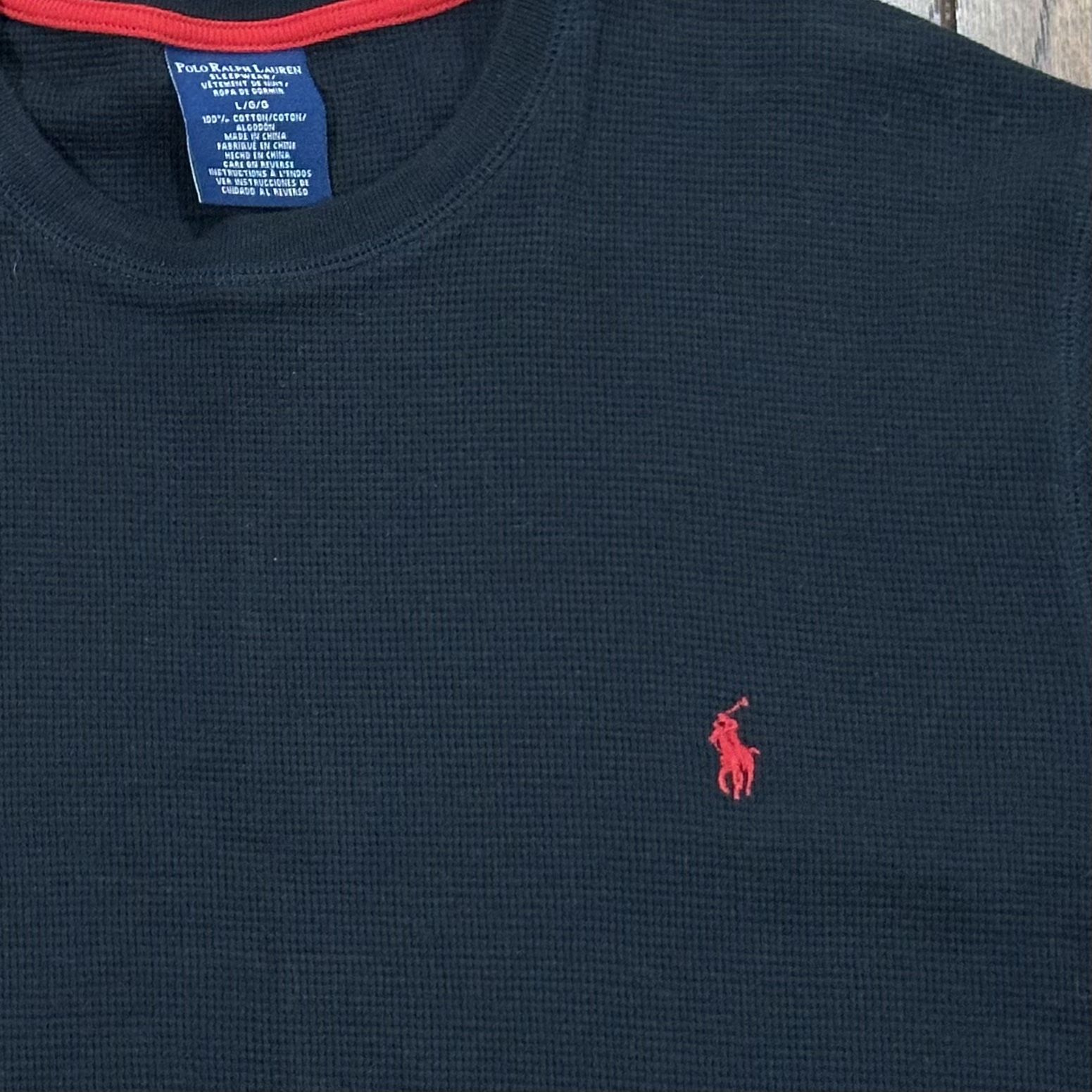 🔥 Black Red PONY Men’s LARGE Ralph Lauren POLO Short Sleeve CREW T-shirt Tee T Shirt