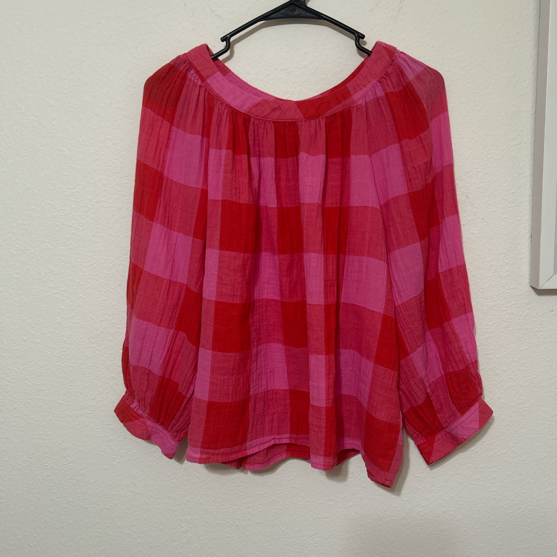 Cato Red and Pink Checkered Blouse