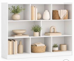 Costway 3-tier Open Bookcase 8-Cube Floor Standing Storage Shelves Display Cabinet White
