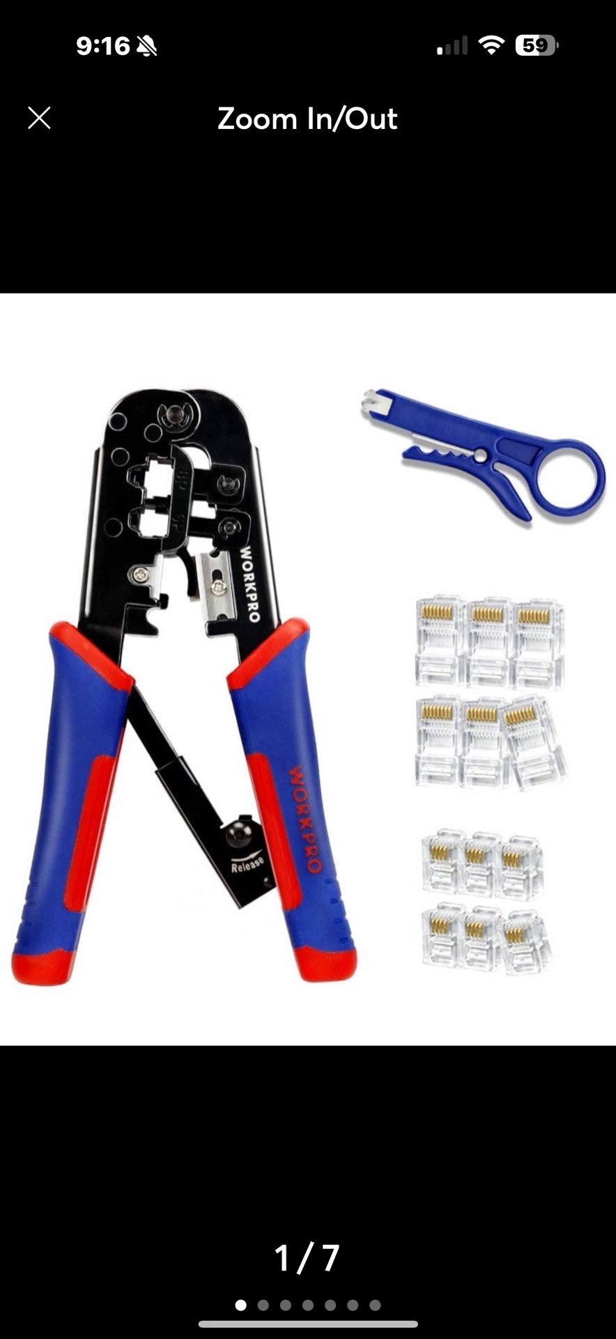 RJ45 Crimping Tool Kit, RJ Ratcheting Crimper with 30-Piece 8P/RJ45, 6P/RJ11 Insulated Terminals, Bonus Mini Wire Stripper Included