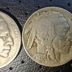 2 - 1935 Buffalo Nickels | One with D mint mark