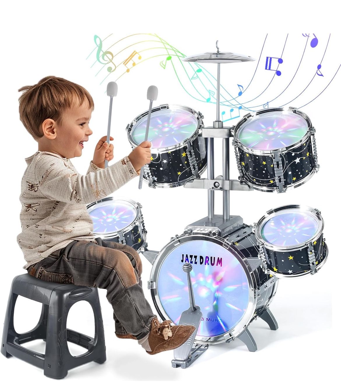 Kids Drum Set for Toddlers 1-3, Upgraded Jazz Drum Set for Kids
