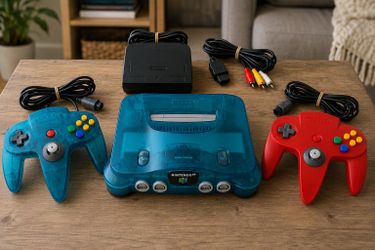 Nintendo 64 Funtastic Blue Bundle – Expansion Pak – 2 OEM Controllers – 10 Games