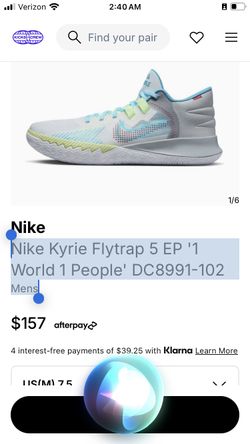  Nike Kyire Flytrap 5 “1 World 1 People” Size 11 Men’s Basketball Shoes 