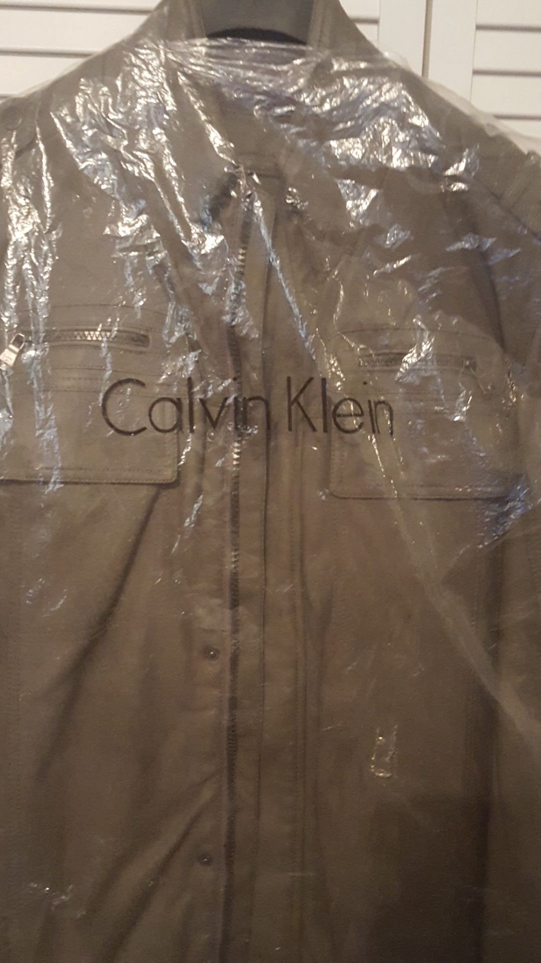 never used calvin klein leather jacket