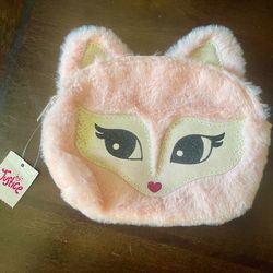Justice pink fuzzy girl pouch