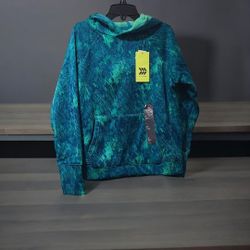 Boys all in motion 4/5 tech fleece hoodie teal Green print w/ thumbholes