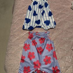 2pcs Newborn Baby's Flower & Heart Pattern Halter Neck Bodysuit, Trendy Ribbed Sleeveless Romper, Toddler & Infant Girl's Onesie For Summer