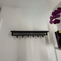 Unique wall mount entryway organizer with hooks Modern hallway coat rack Industrial keys and mail holder Housewarming decor Valentine's gift