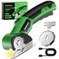 Cardboard Cutter, Rechargeable Cordless Electric Scissors, 4V Upgrade Motor Electric Box Cutter With 2 Blades, Safety Lock & LED Light, Powerful Cutti
